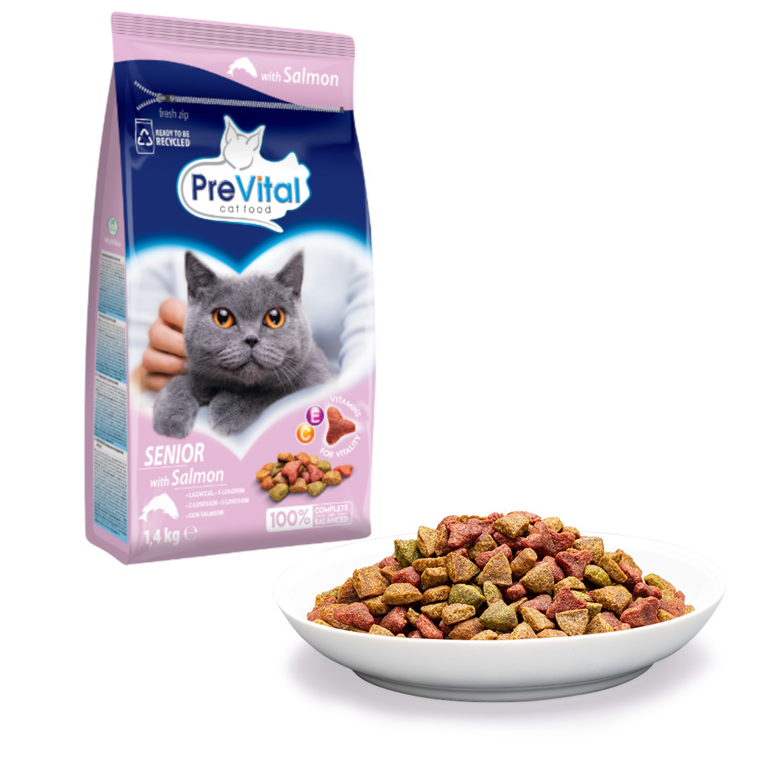 PREVITAL Senior Salmon - suché krmivo pro kočky - 1,4kg - foto 1