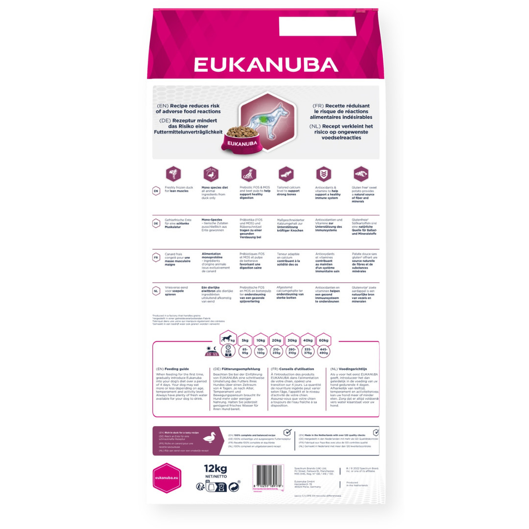 EUKANUBA Daily Care Mono-Protein Adult All Breed Duck - suché krmivo pro psy - 12kg - foto 2