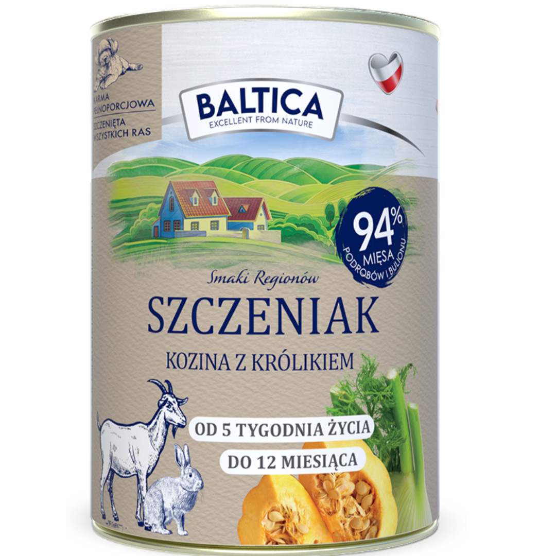 BALTICA Chutě regionů Štěně Kozí s králíkem - mokré krmivo pro psy - 12x400g - foto 1