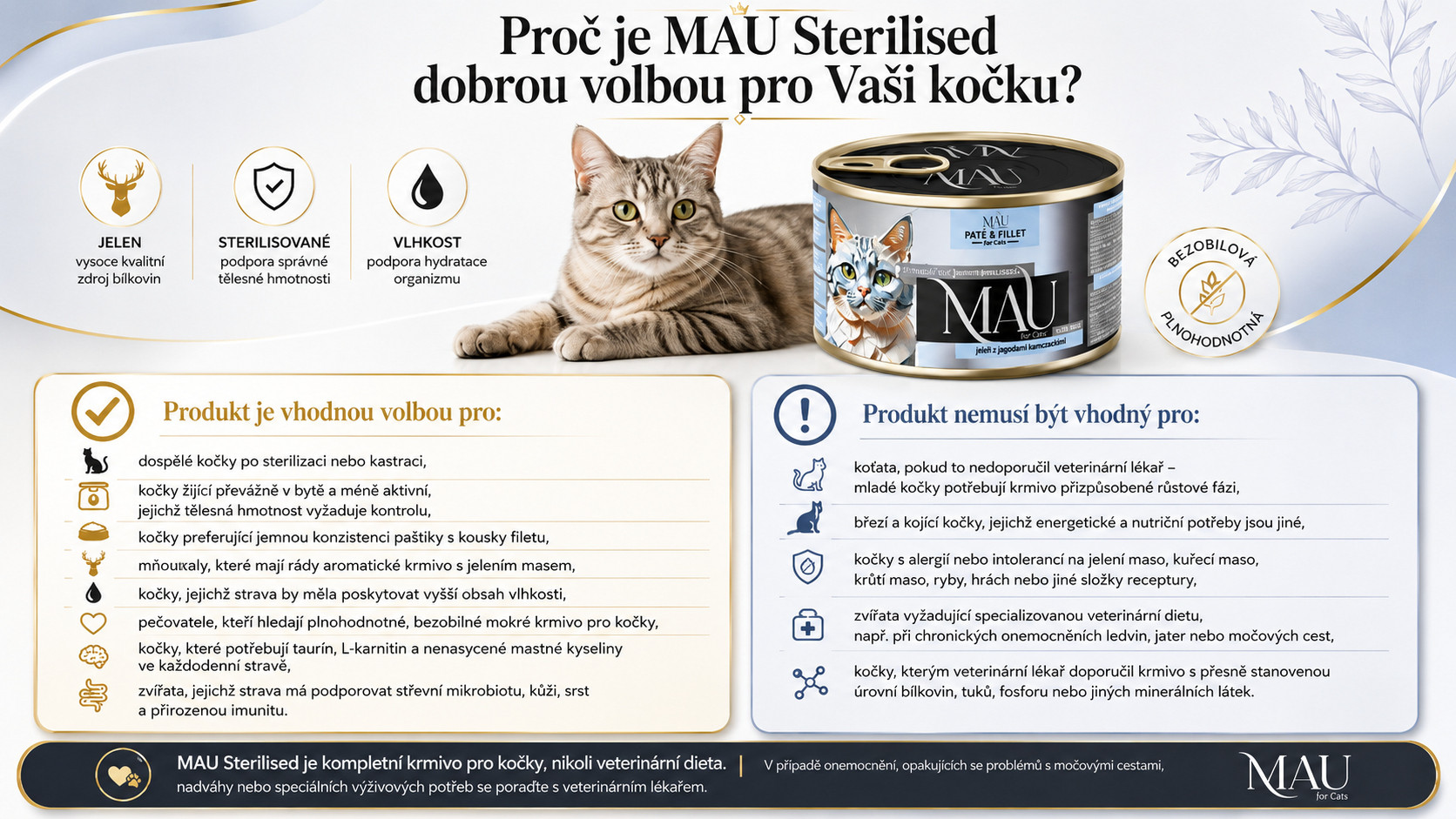 MAU Paštika a Filet Sterilised MIX příchutí - mokré krmivo pro kočku - 24x185g - foto 2
