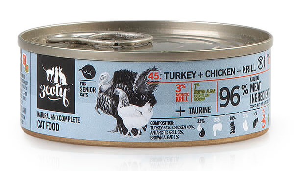 3COTY Turkey with chicken and krill Senior - mokré krmivo pro kočky - 24x80g - foto 1