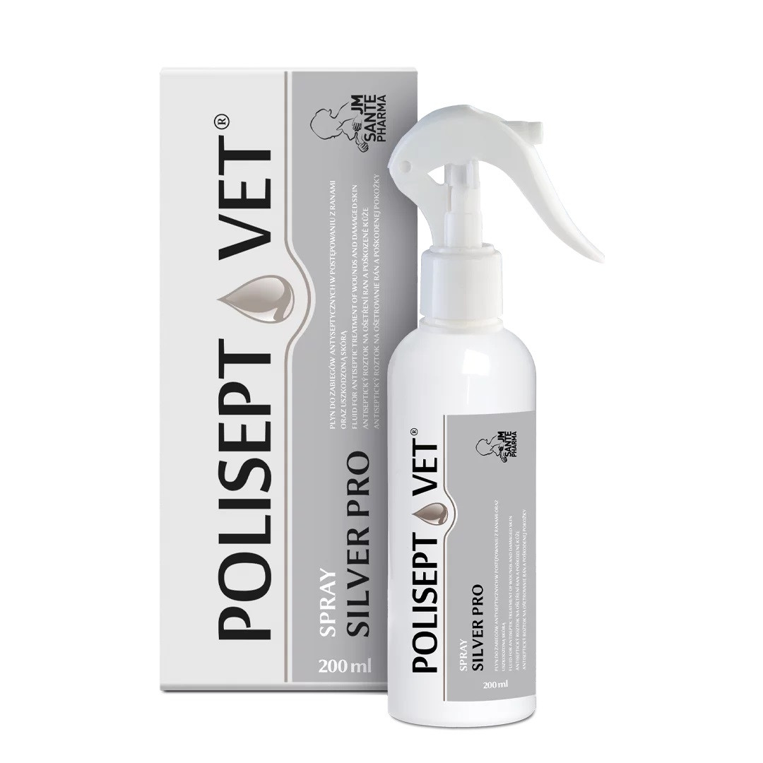 JM SANTE Polisept Vet Spray Silver Pro - roztok na rány pro psy a kočky – 200 ml - foto 2