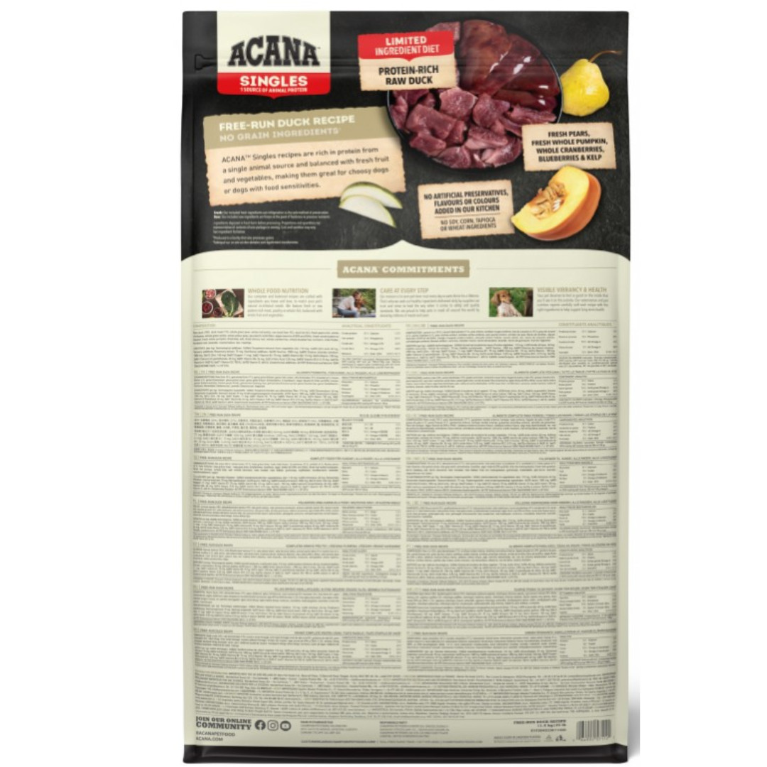 ACANA Singles Free-Run Duck – suché krmivo pro psy – 11,4 kg + DÁREK ZDARMA - foto 2