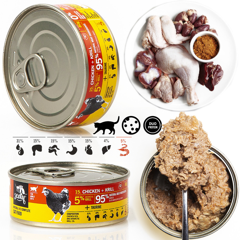 3COTY Chicken with krill - mokré krmivo pro kočky - 80g - foto 1