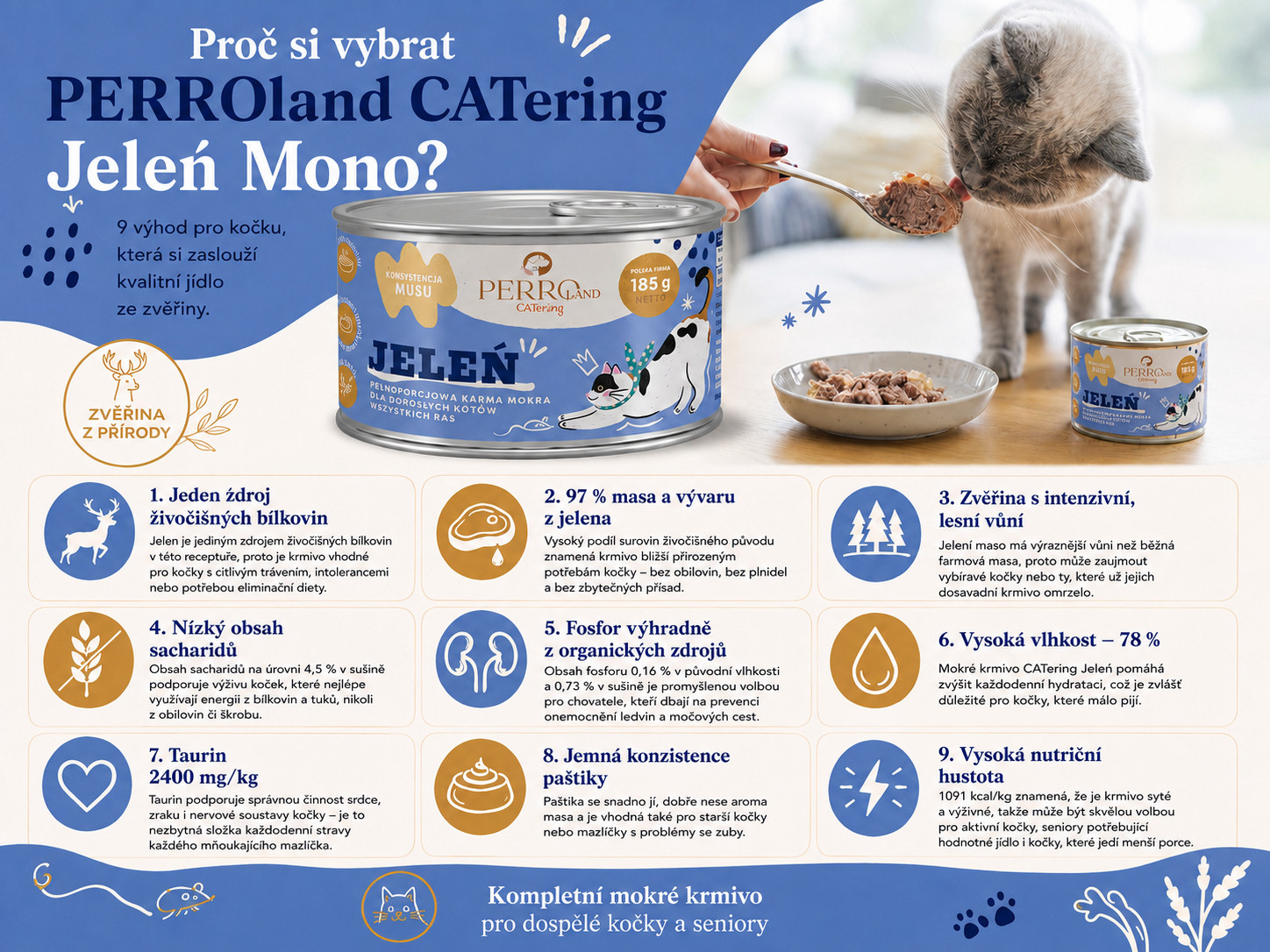 PERROland CATering Deer Mono - mokré krmivo pro kočky - 185g - foto 1