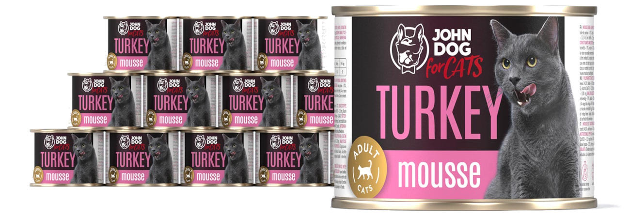 JOHN DOG For cats Mousse Turkey - mokré krmivo pro kočky - 12x200g - foto 2