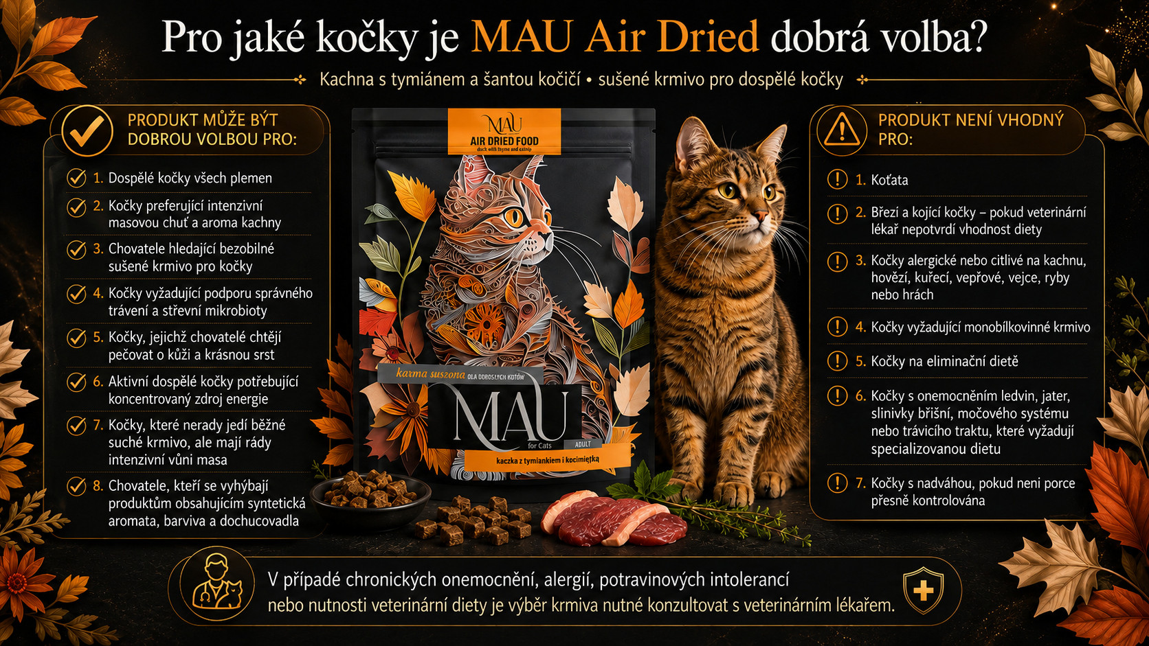 MAU Air dried Duck with thyme and catnip - suché krmivo pro kočky - 700g - foto 2