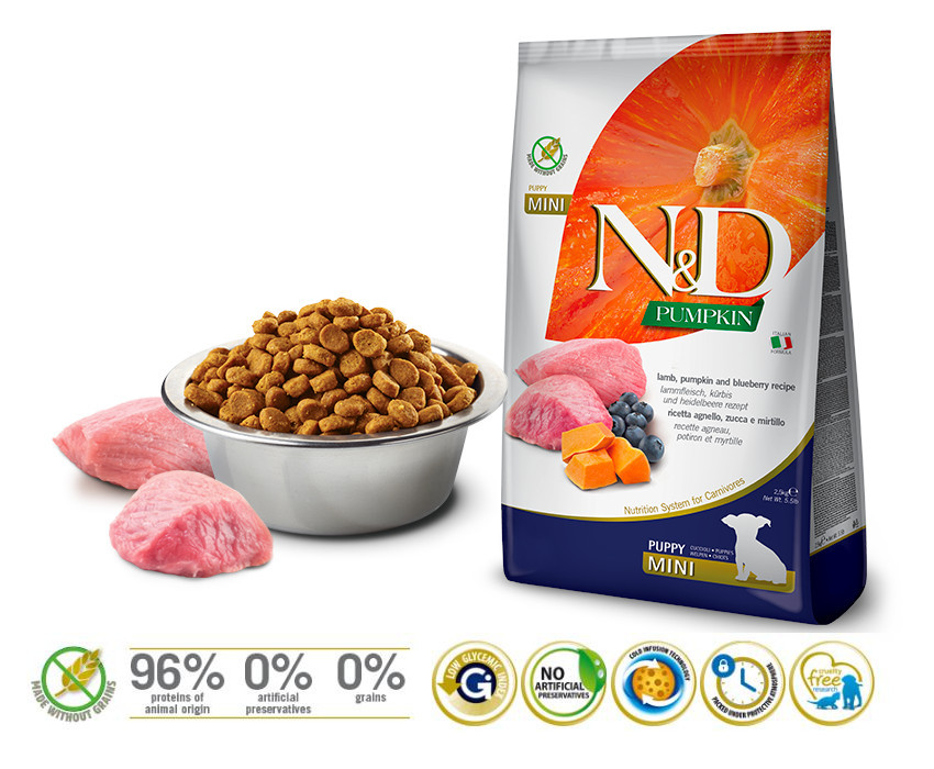 FARMINA N&D Pumpkin Lamb&Blueberry Puppy Mini - suché krmivo pro psy - 7kg - foto 1