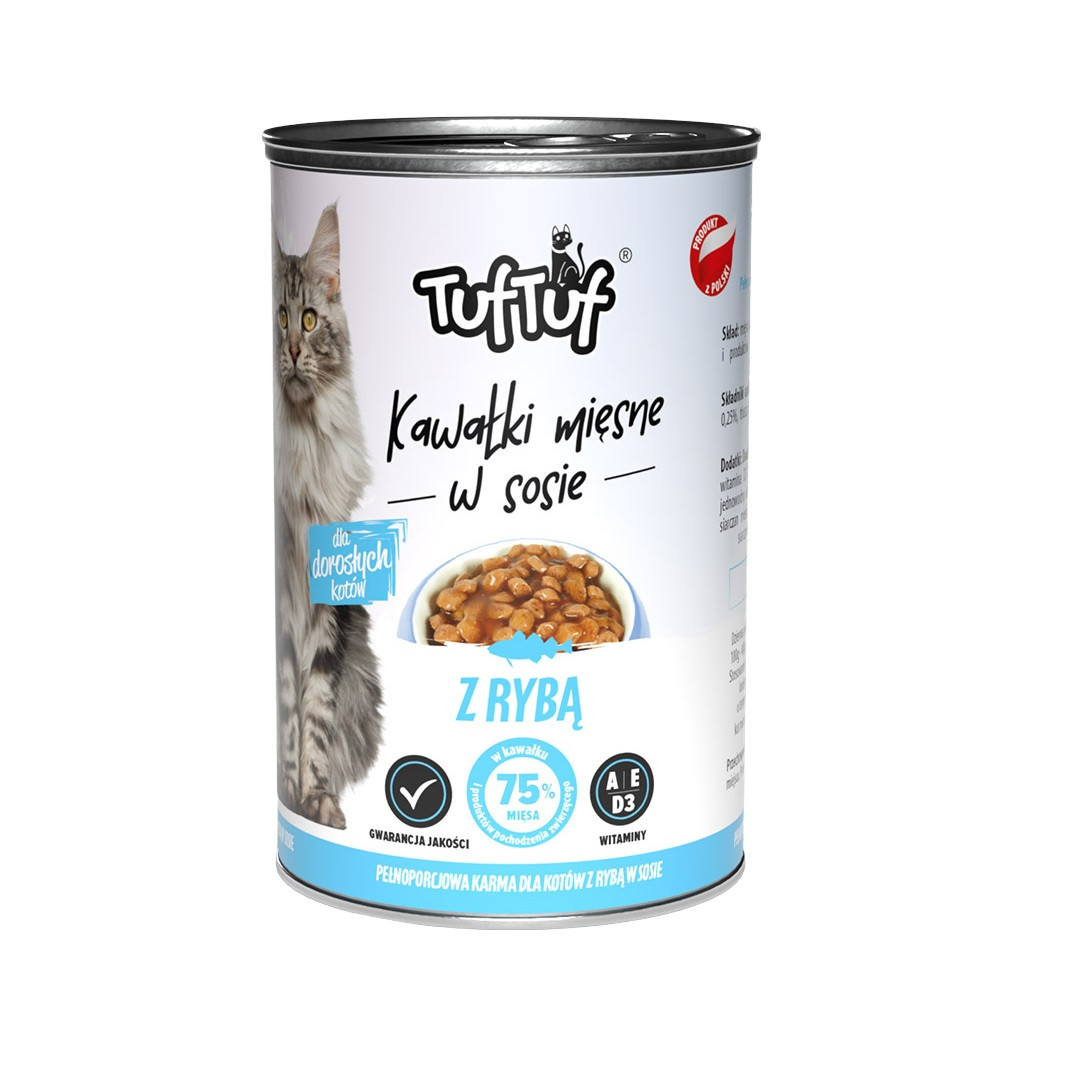 Tuf Tuf masové kousky MIX příchutí - vlhké krmivo pro kočky - 6x415g - foto 2