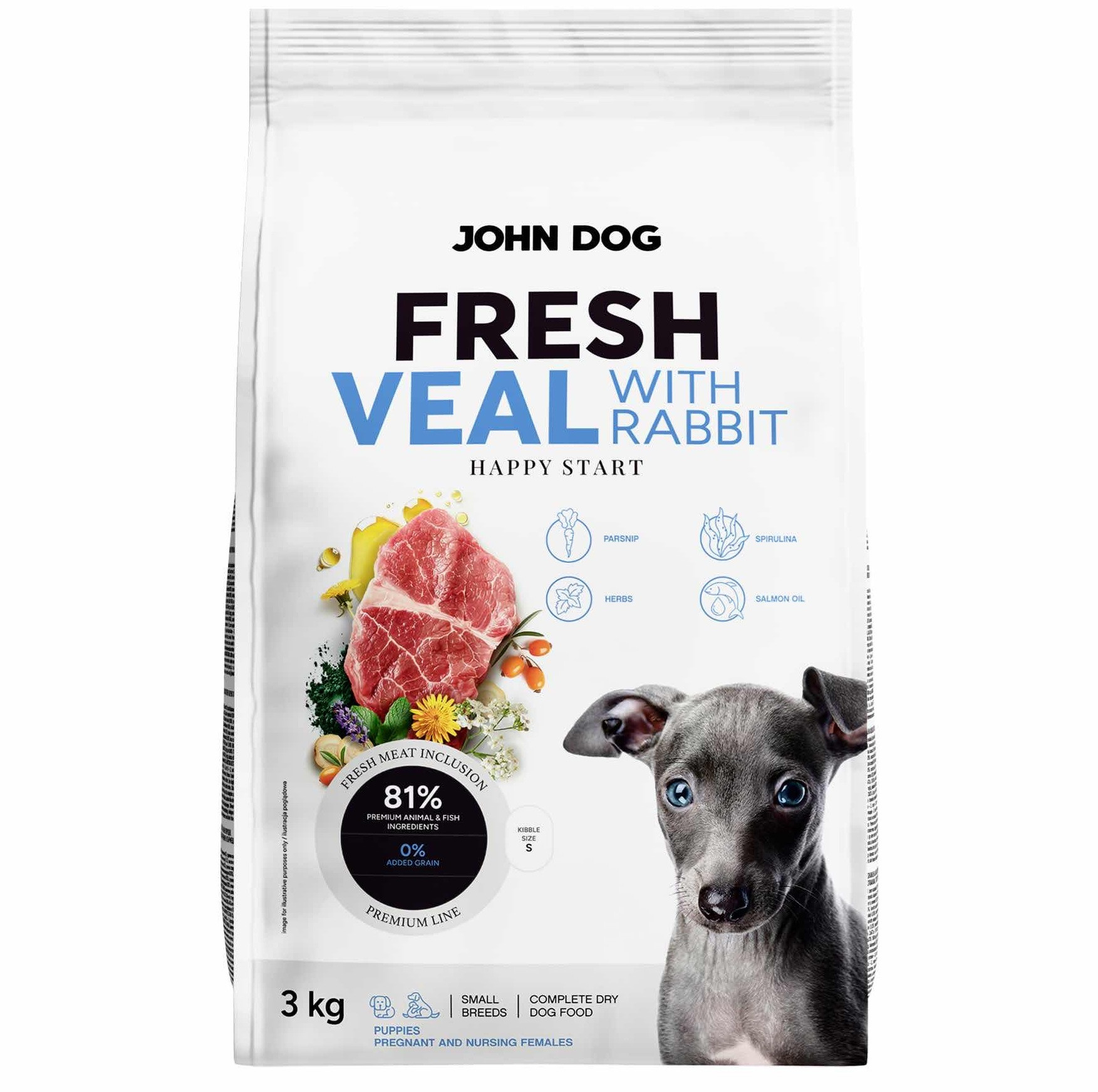 JOHN DOG Fresh Junior Small breeds Veal with rabbit - suché krmivo pro psy - 3kg - foto 1