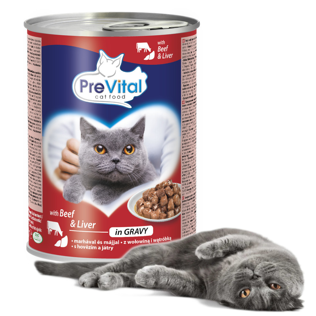 PREVITAL Cat Food s hovězím a játry v omáčce - mokré krmivo pro kočky - 415 g - foto 4