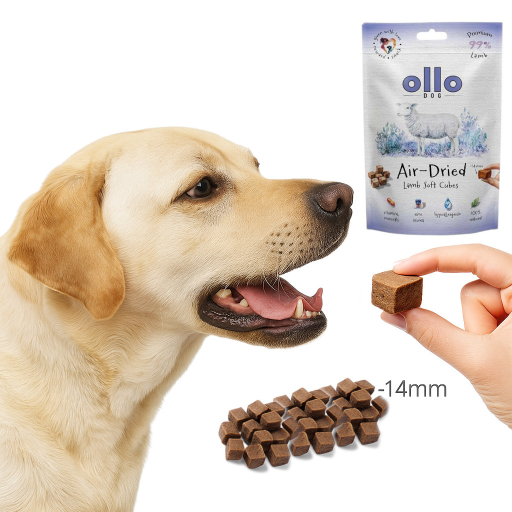 OLLO Air Dried Training Lamb Cubes - pamlsek pro psa - 80g - foto 4