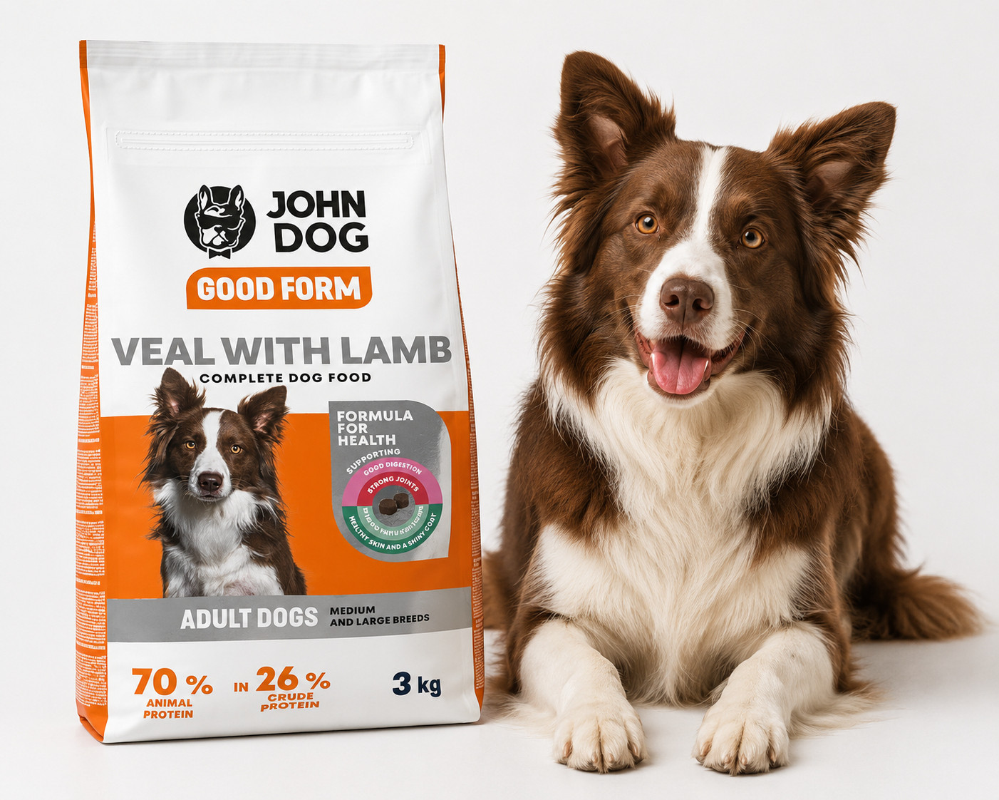 JOHN DOG Good Form Medium an large breeds Veal with lamb - suché krmivo pro psy - 3kg - foto 3