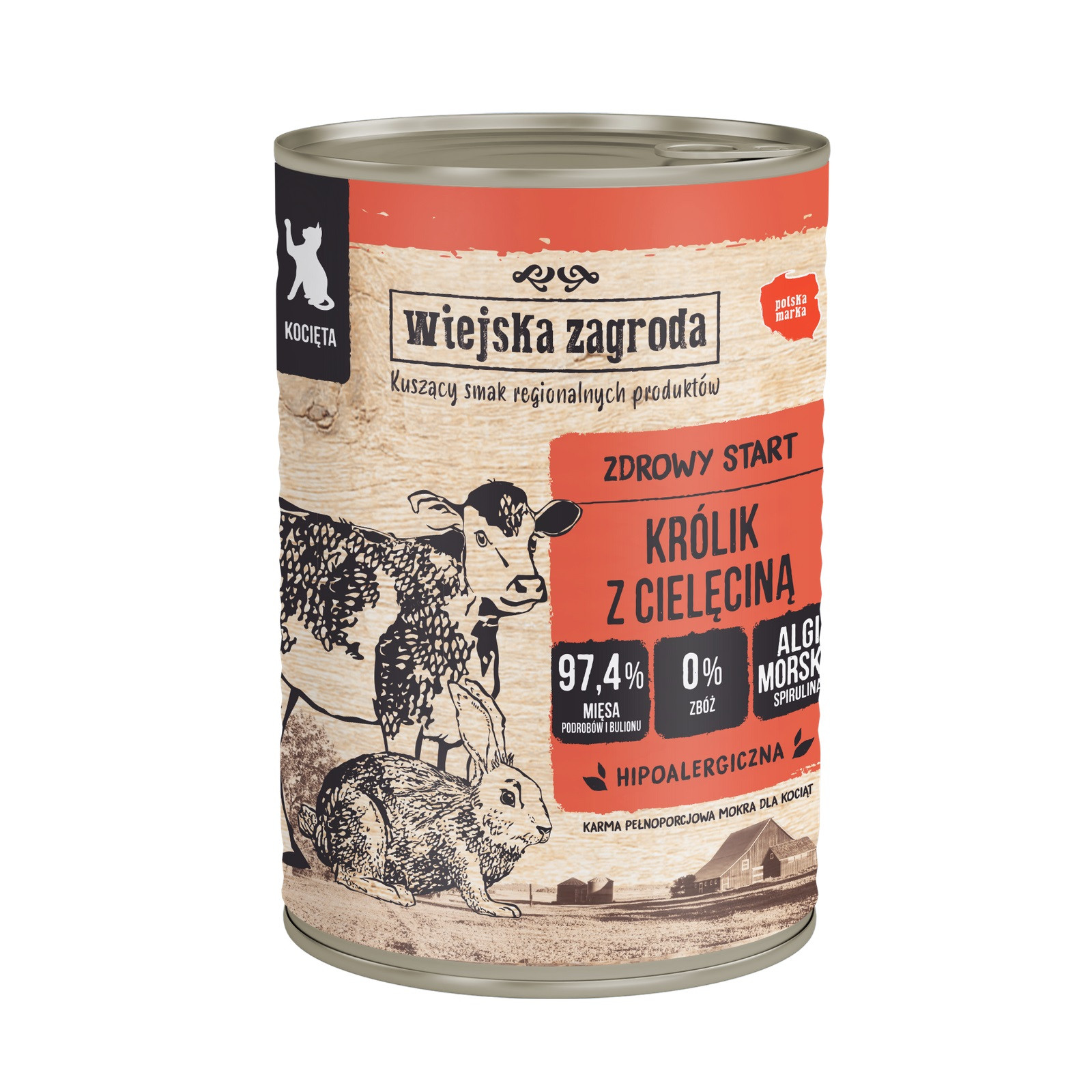 WIEJSKA ZAGRODA Rabbit with veal for kittens - mokré krmivo pro kočky - 400g - foto 1