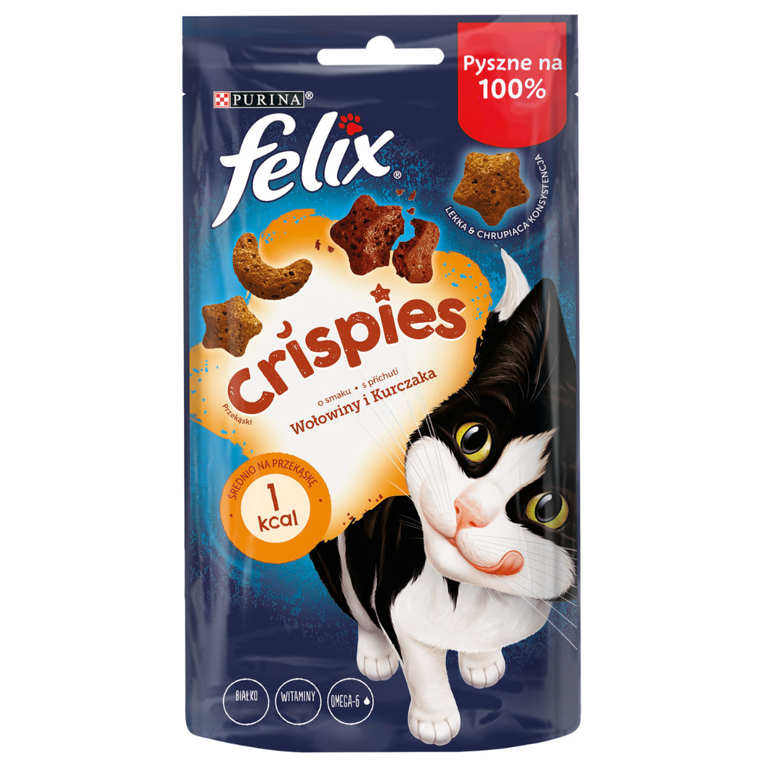 FELIX Crispies Beef, Chicken - suché krmivo pro kočky - 45 g - foto 1