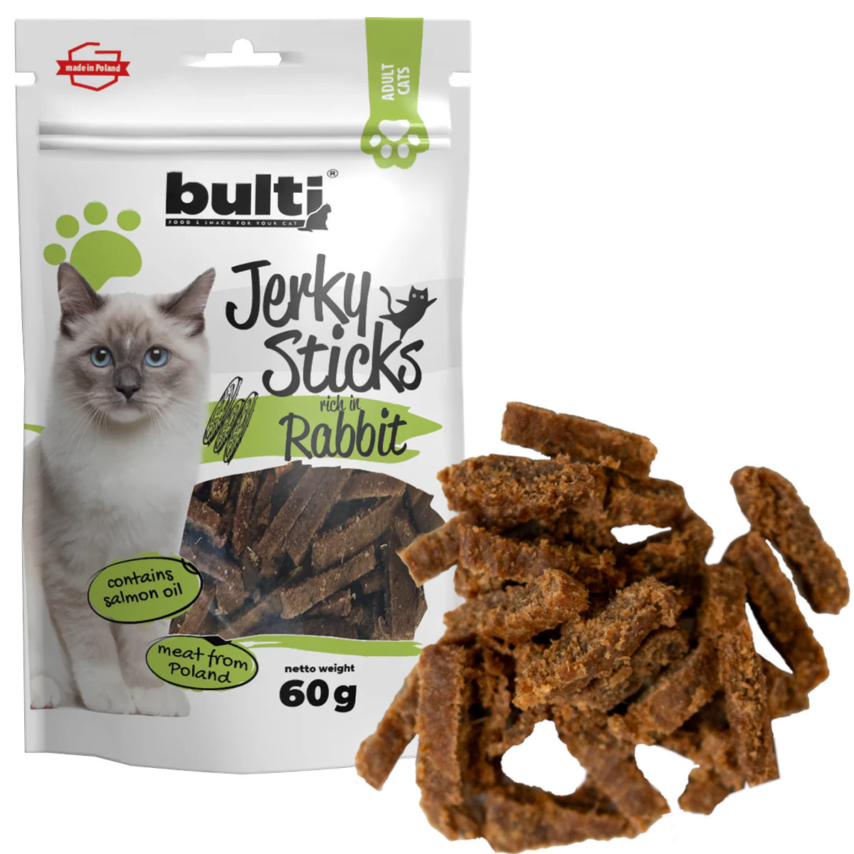 BULTI Jerky sticks rich in rabbit - pamlsek pro kočky - 60g - foto 1