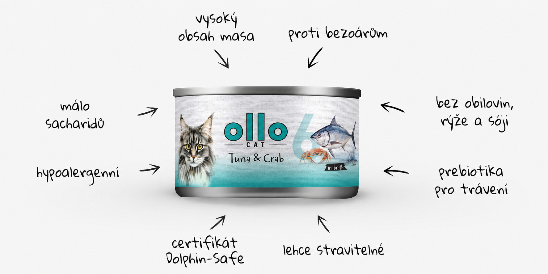 OLLO Cat nr 6 Tuna & Crab in broth - mokré krmivo pro kočky - 70g - foto 1
