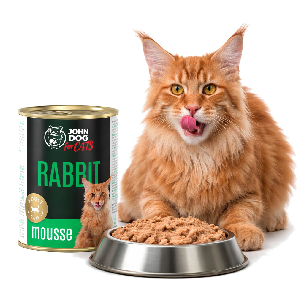 JOHN DOG For cats Rabbit Mousse - mokré krmivo pro kočky - 400g - foto 3