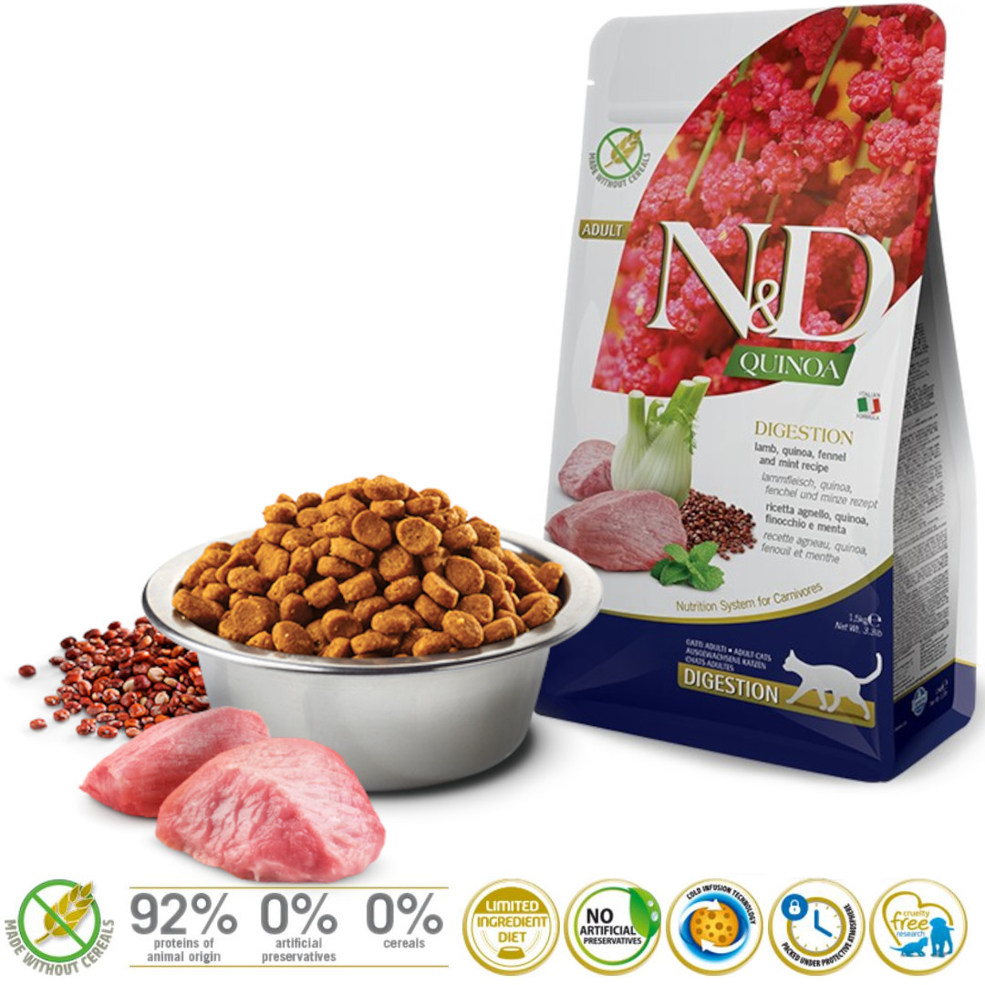 FARMINA N&D Quinoa Digestion - suché krmivo pro kočky - 1,5kg - foto 1