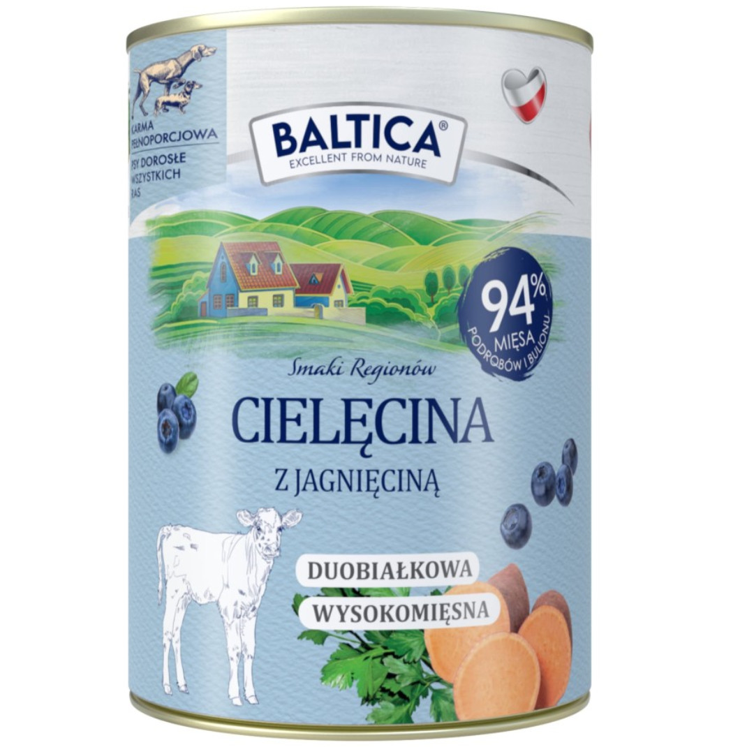 BALTICA Chutě regionů Telecí s jehněčím - mokré krmivo pro psy - 12x400g - foto 1
