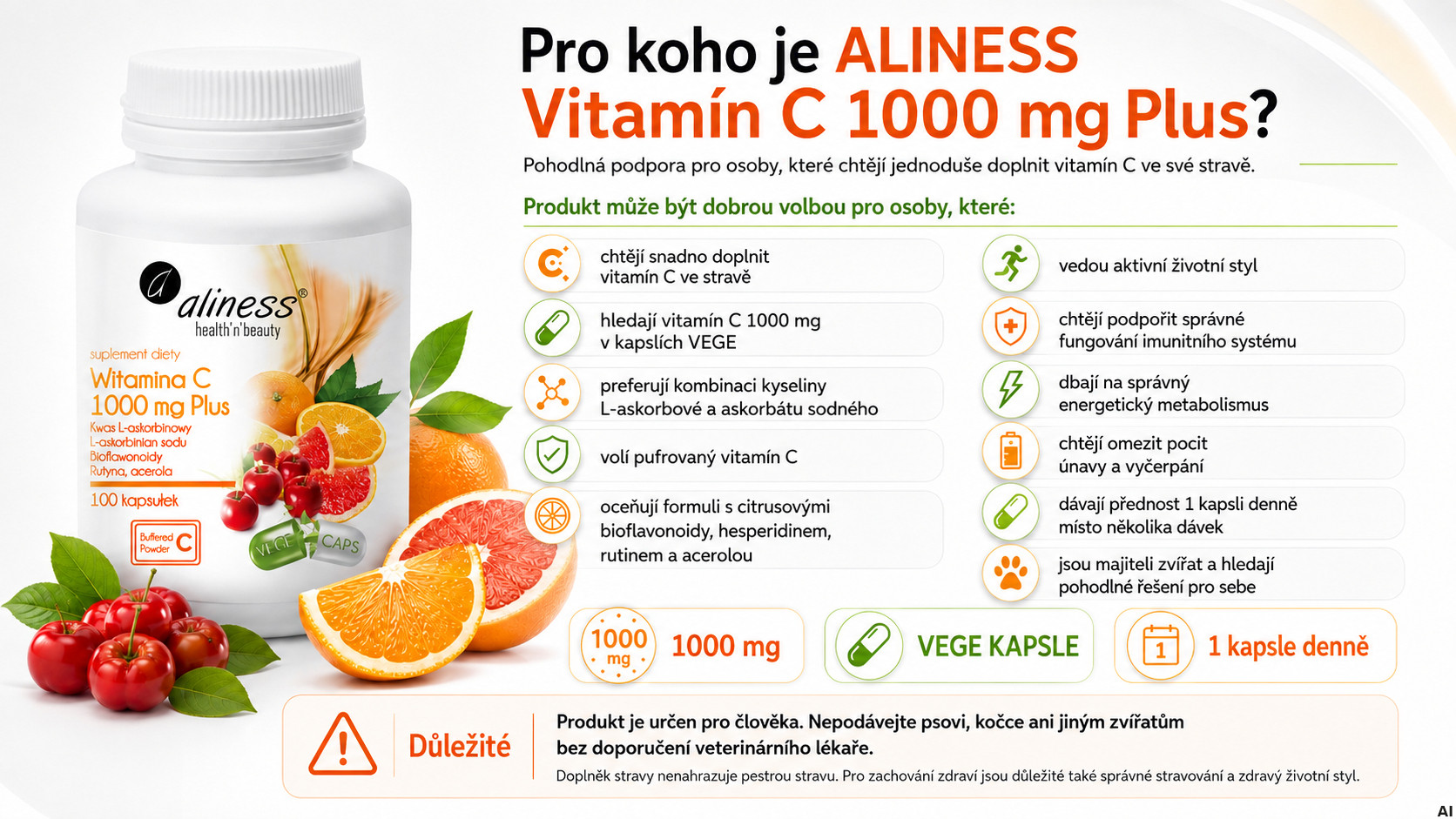 ALINESS Vitamin C 1000 mg Plus – doplněk stravy – 100 kapslí - foto 2