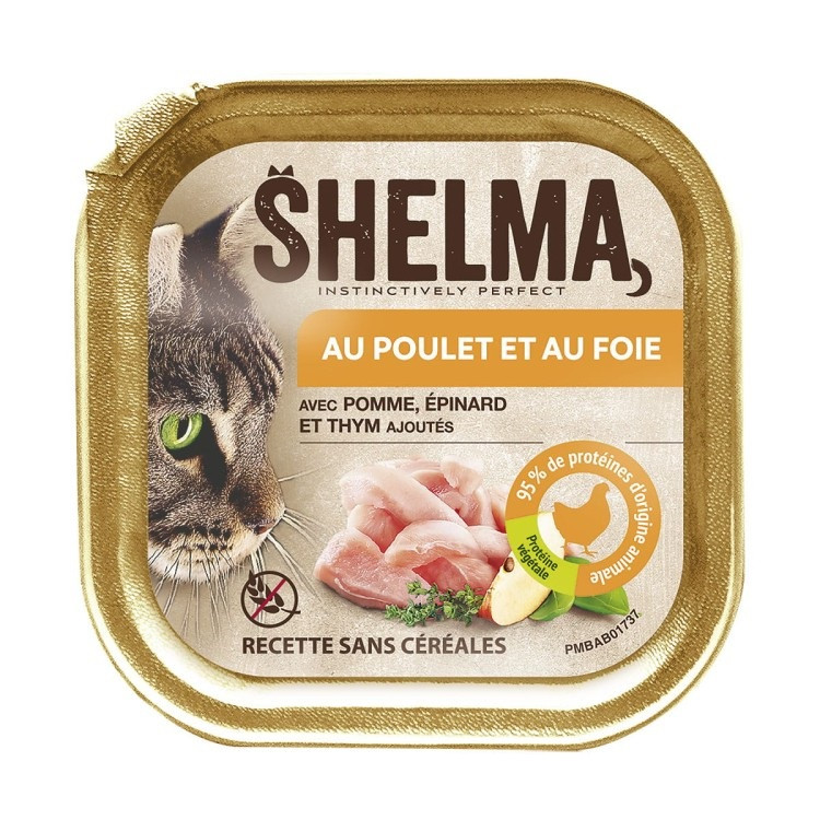 SHELMA Chicken and liver pate - mokré krmivo pro kočky - 6x100g - foto 1