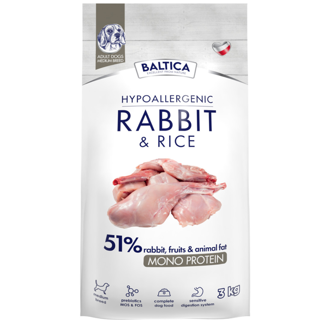 BALTICA Nutraceutic Hypoallergenic M Mono Rabbit with rice - suché krmivo pro psy - 3kg - foto 1