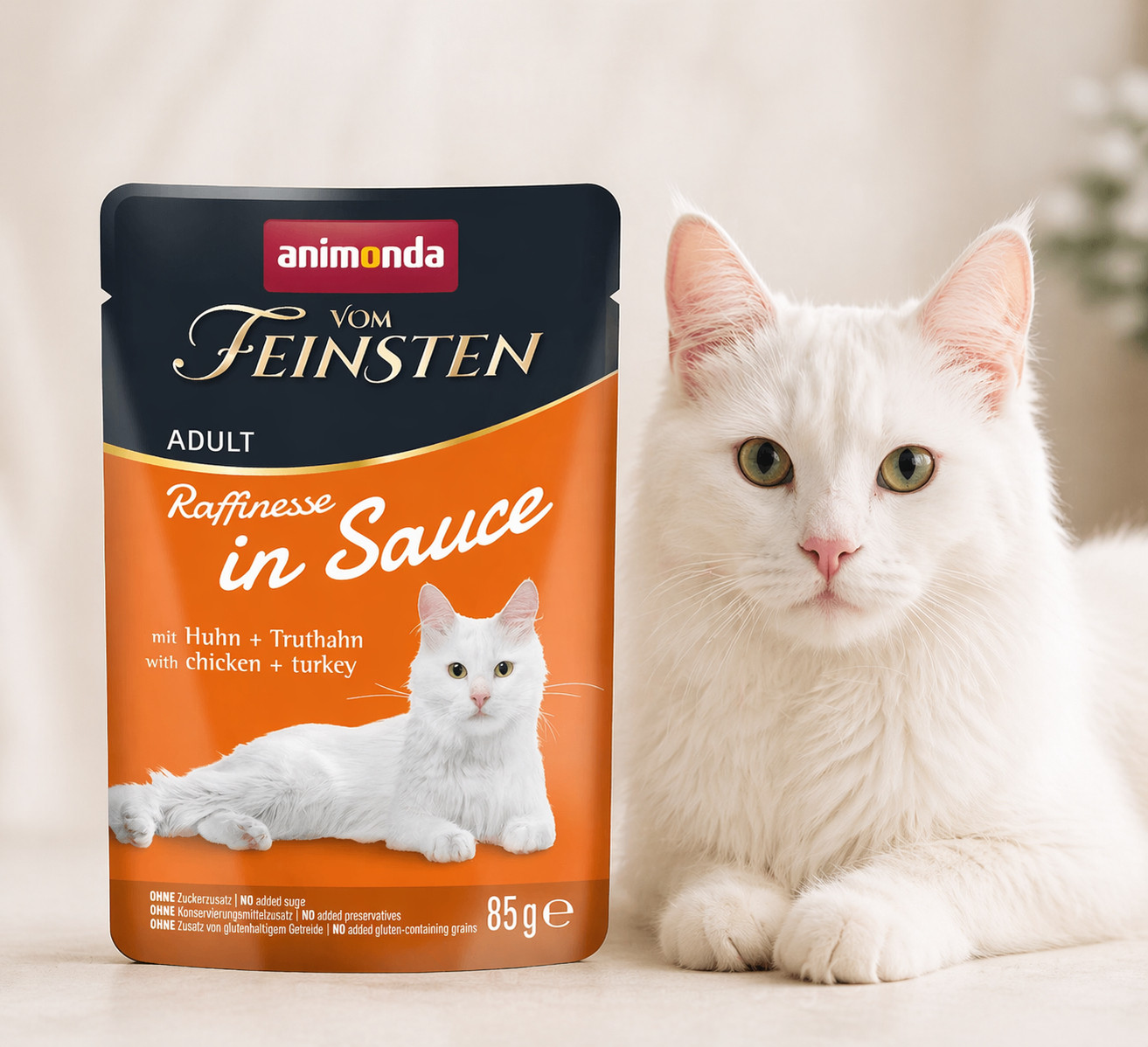 ANIMONDA Vom Feinsten Raffinesse in sauce Chicken with turkey - mokré krmivo pro kočky - 85g - foto 2