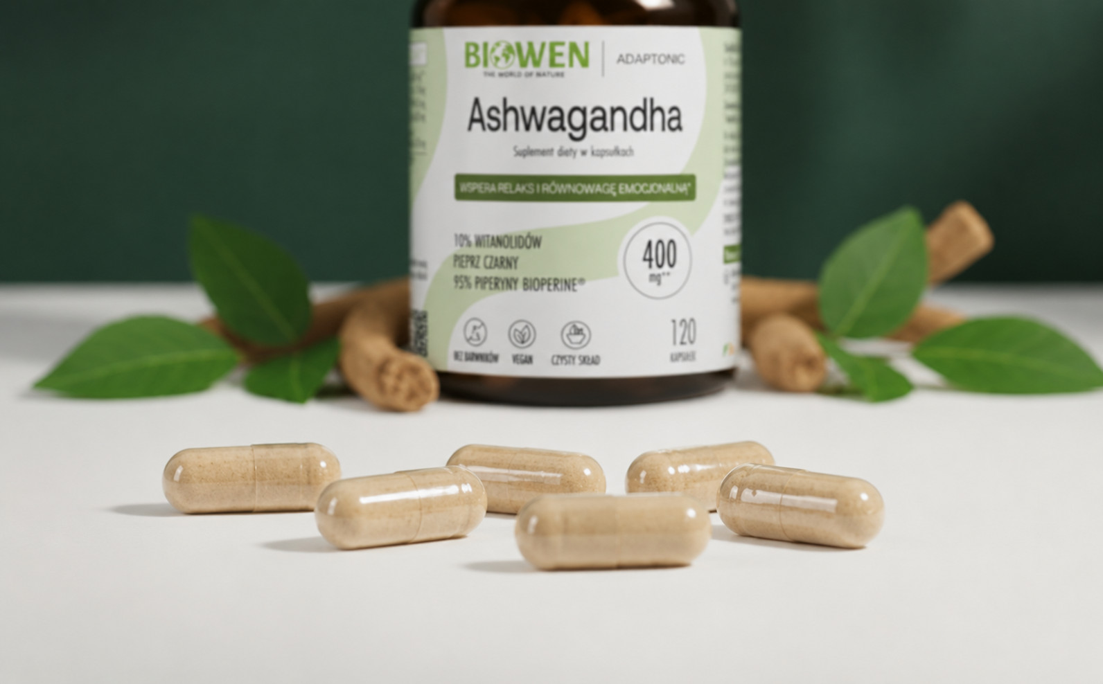 BIOWEN Ashwagandha – doplněk stravy pro lidi – 120 kapslí - foto 3