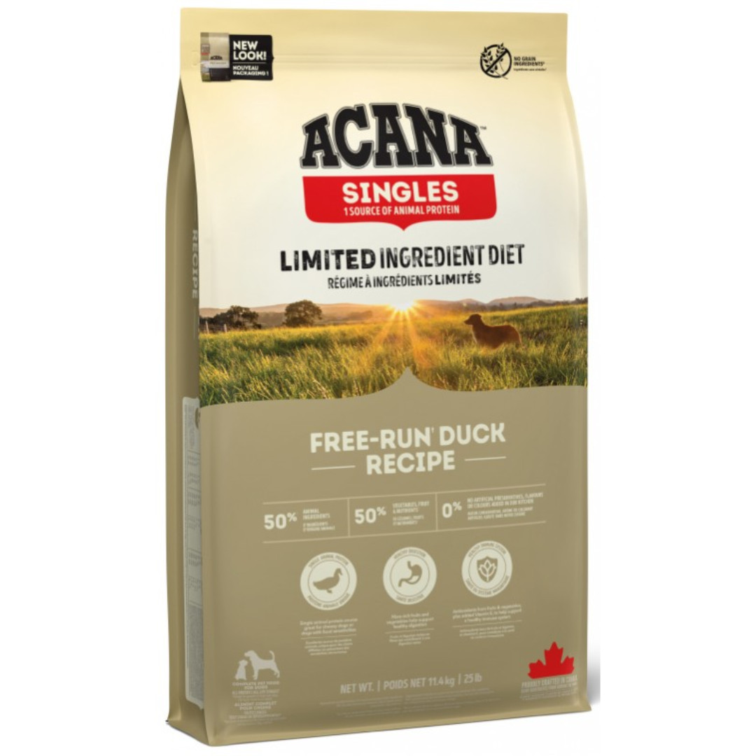 ACANA Singles Free-Run Duck – suché krmivo pro psy – 11,4 kg + DÁREK ZDARMA - foto 1