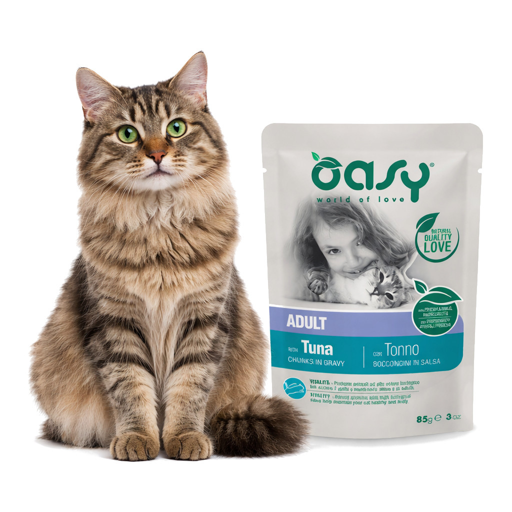 OASY Chunks in gravy Tuna - mokré krmivo pro kočky - 85g - foto 2