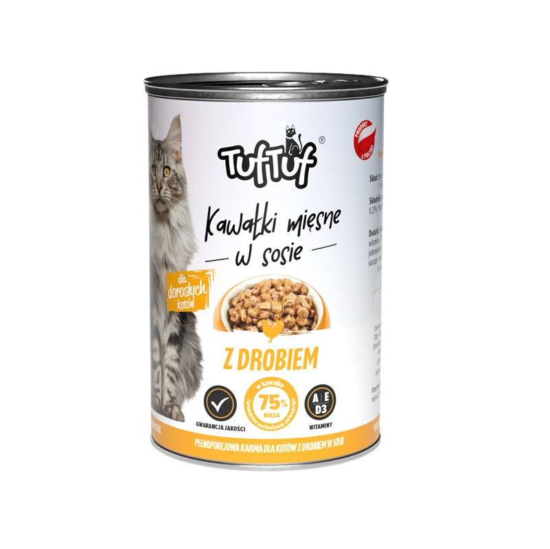 Tuf Tuf masové kousky MIX příchutí - vlhké krmivo pro kočky - 6x415g - foto 5