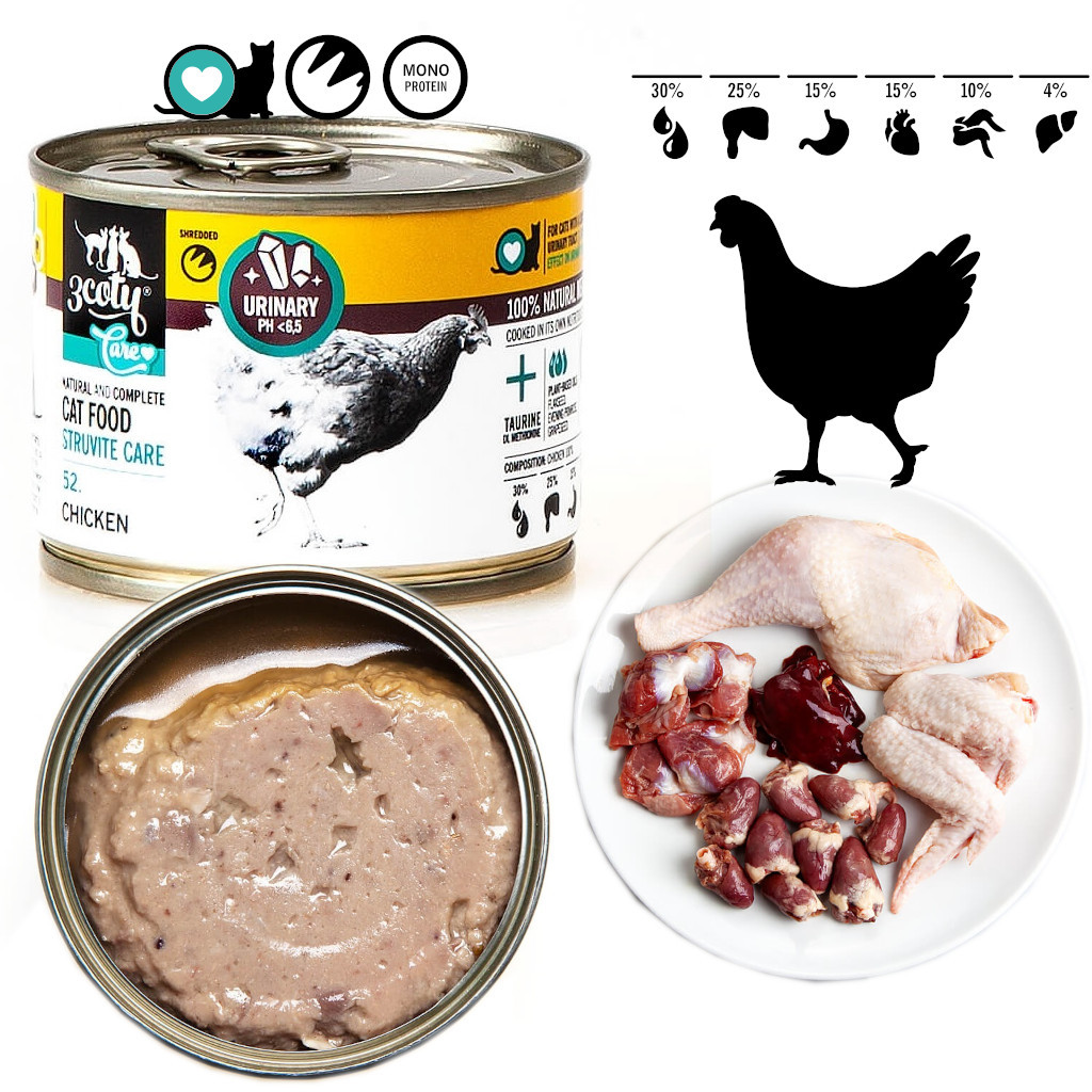 3COTY 52. Chicken Struvite Care - mokré krmivo pro kočky - 180g - foto 2