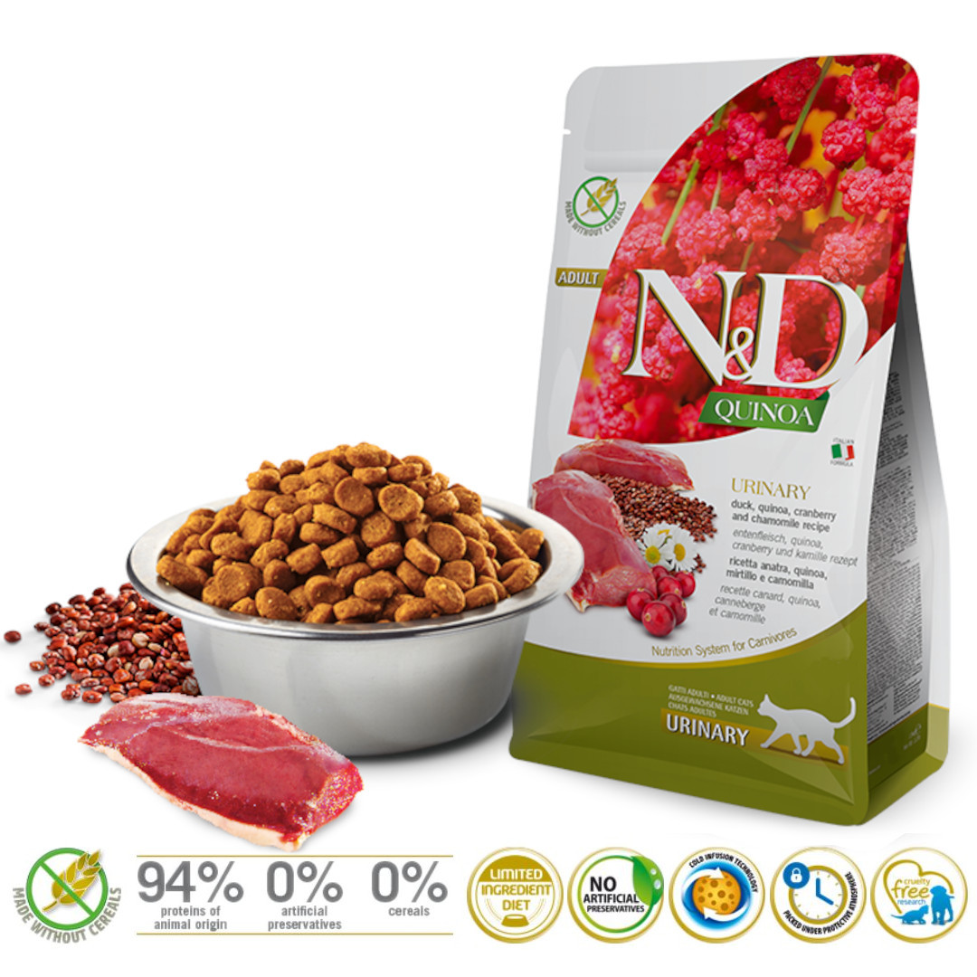 FARMINA N&D Quinoa Urinary Duck - suché krmivo pro kočky - 5kg - foto 1