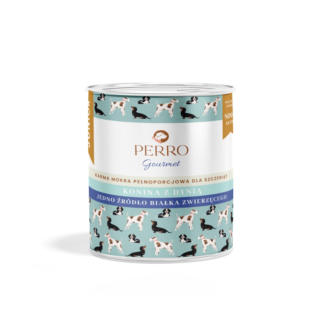 PERRO Gourmet Junior Horse with pumpkin - vlhké krmivo pro psy - 800g - foto 1