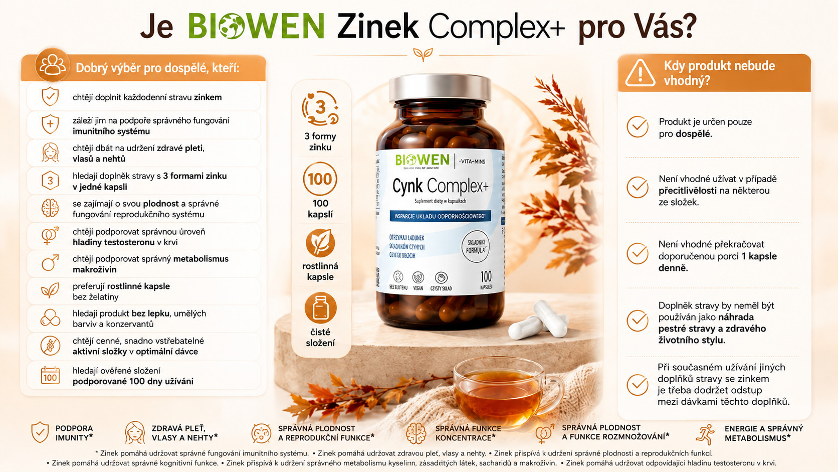 BIOWEN Zinc 3X Immunity – doplněk stravy pro lidi – 100 kapslí - foto 5