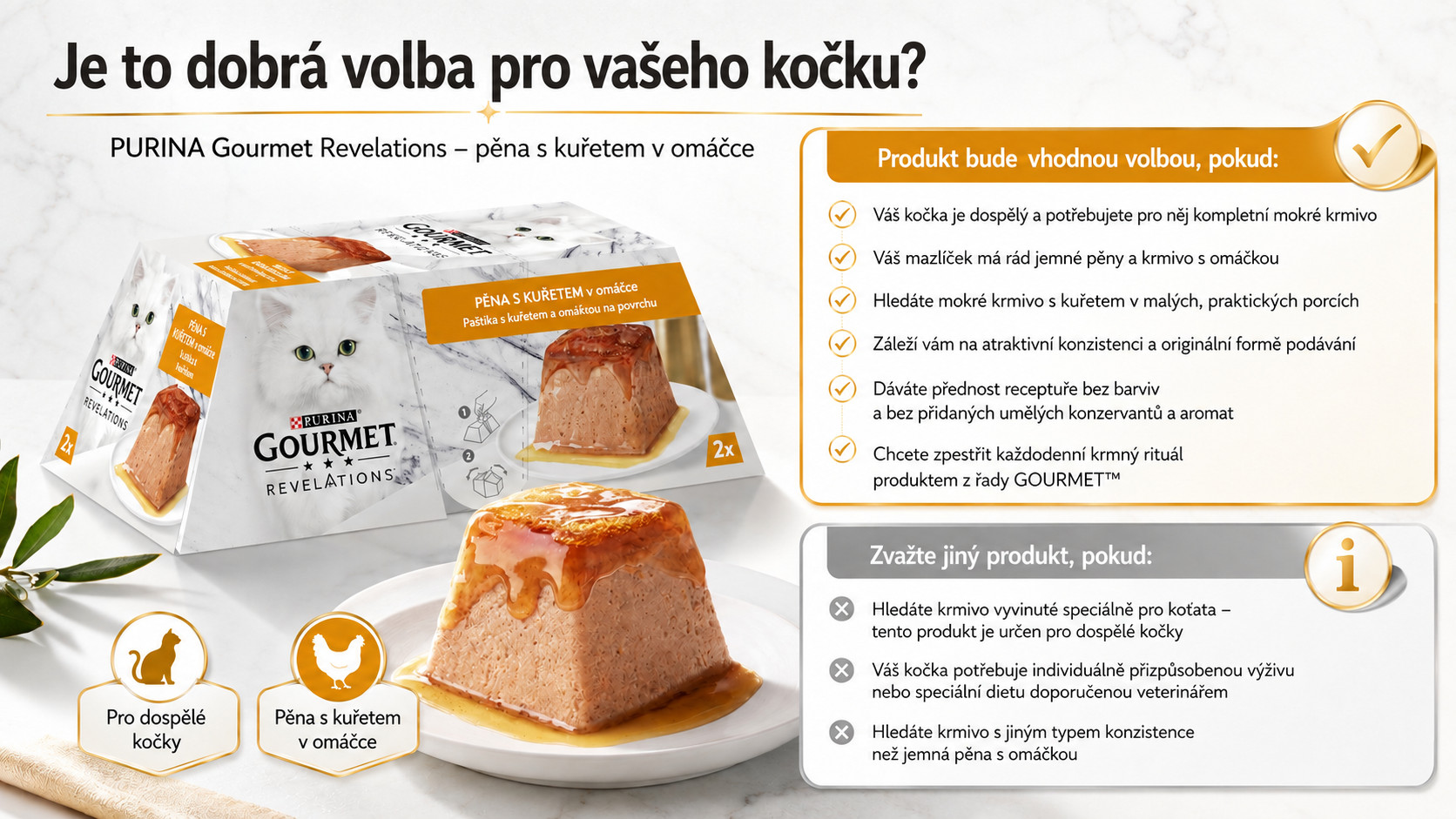 PURINA Gourmet Revelations Mousse with chicken in sauce Box - mokré krmivo pro kočky - 2x57g - foto 5