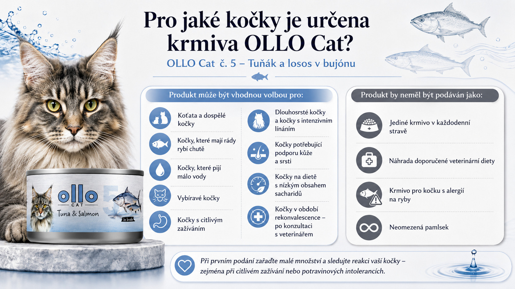 OLLO Cat nr 5 Tuna & Salmon in broth - mokré krmivo pro kočky - 70g - foto 6