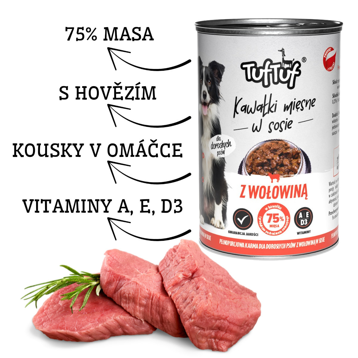 TUF TUF Chunks in gravy with beef - vlhké krmivo pro psy - 415g - foto 2