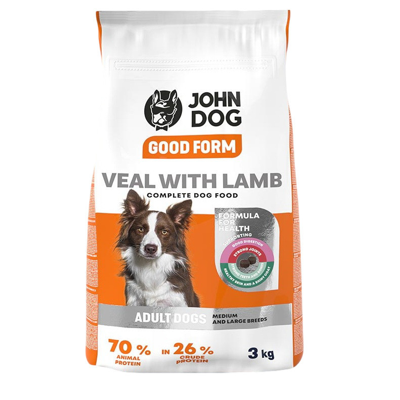 JOHN DOG Good Form Medium an large breeds Veal with lamb - suché krmivo pro psy - 3kg - foto 1