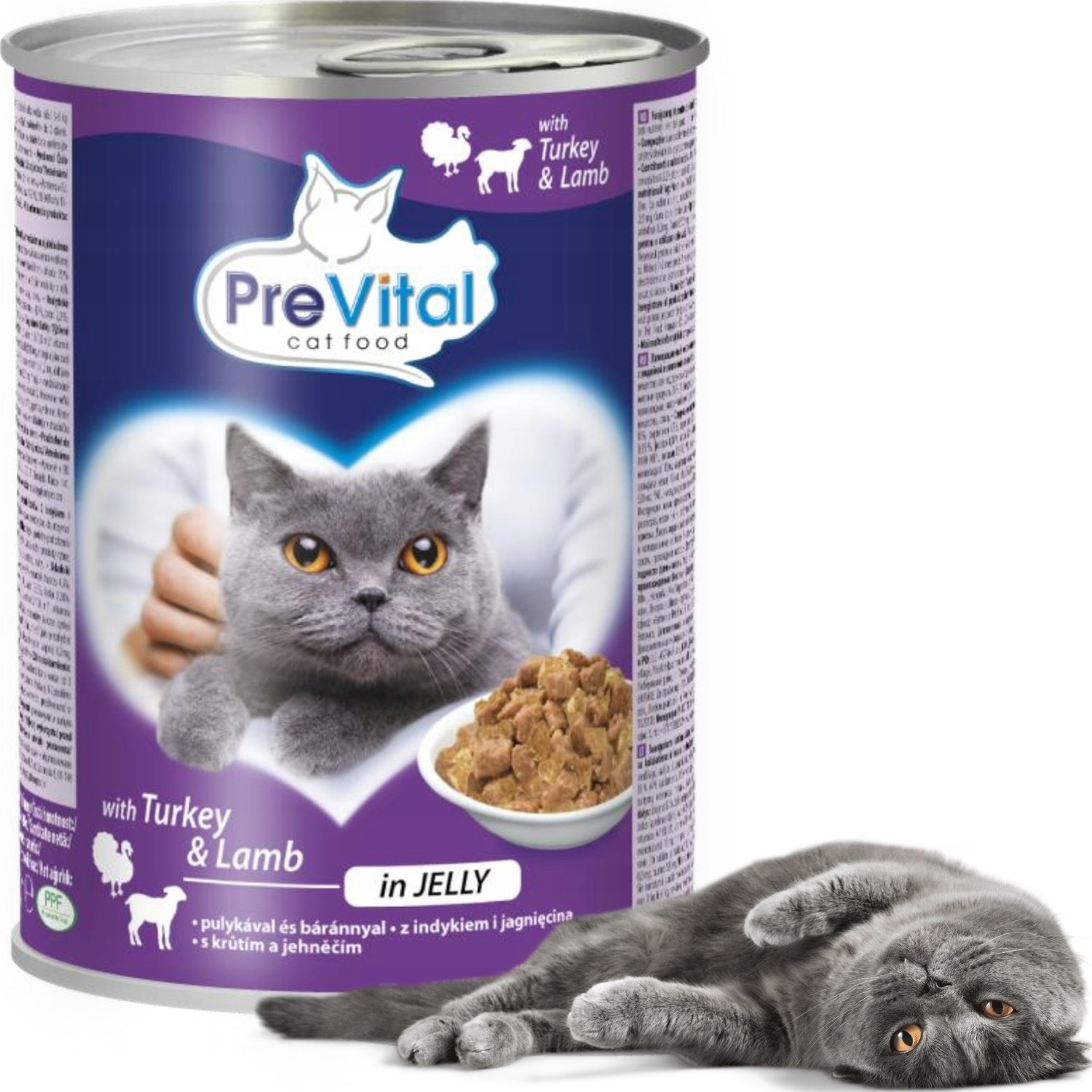 PREVITAL Turkey with lamb in jelly - mokré krmivo pro kočky - 2x415g - foto 2