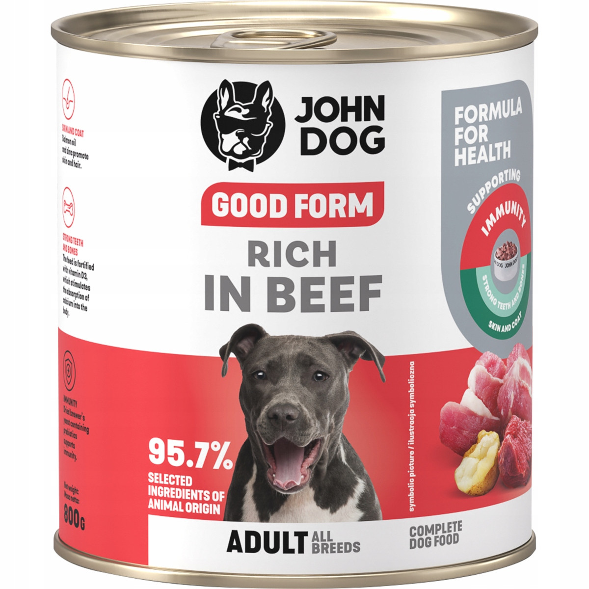 JOHN DOG Good Form Rich in beef - vlhké krmivo pro psy - 800g - foto 1