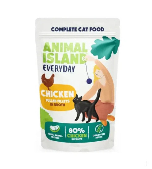 ANIMAL ISLAND Chicken in broth Box - mokré krmivo pro kočky - 40x85g - foto 2