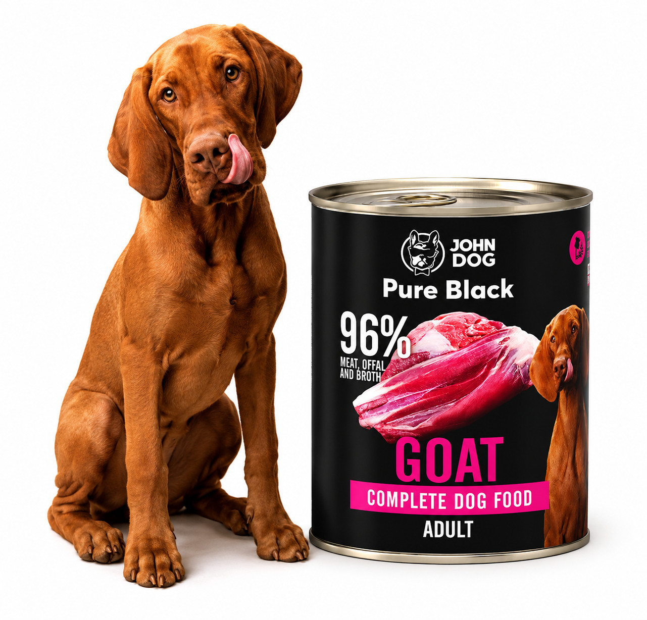 JOHN DOG Pure Black Mono Kozí maso - vlhké krmivo pro psy - 800g - foto 3