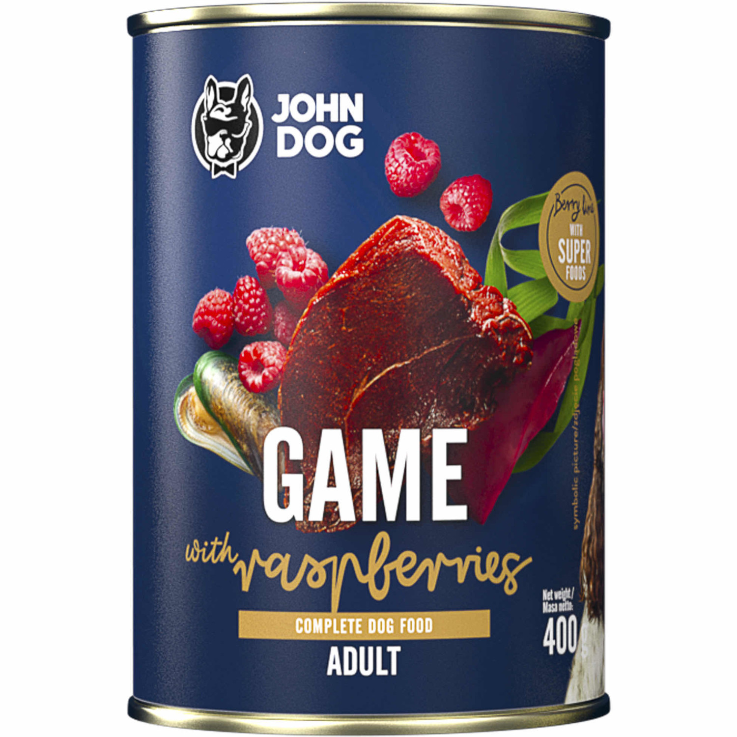 JOHN DOG Berry Adult Venison with raspberries - Mokré krmivo pro psy - 6x400g - foto 2