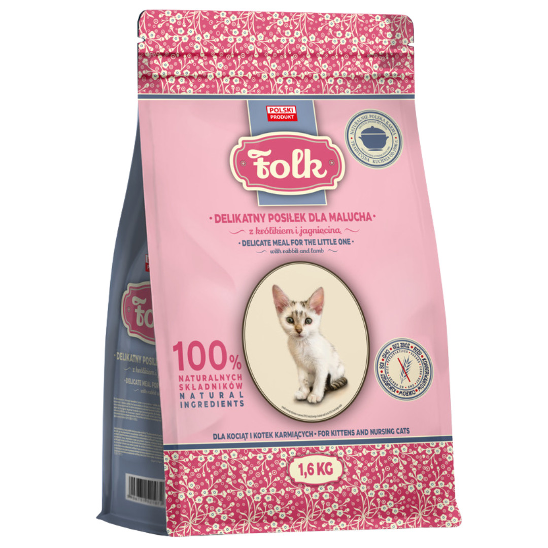 FOLK Gentle meal for kittens with rabbit and lamb - suché krmivo pro kočky - 1,6kg - foto 1