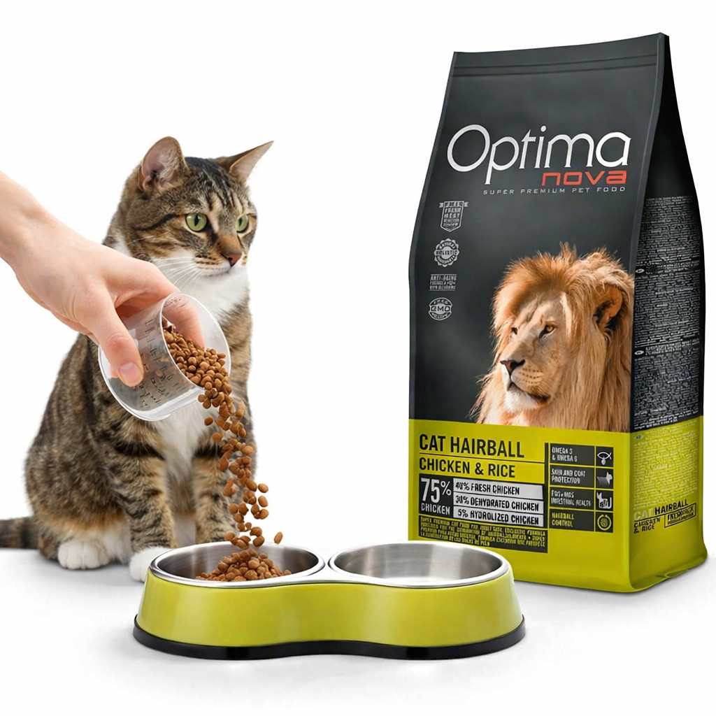 OPTIMANOVA Cat Hairball Chicken & Rice - suché krmivo pro kočky - 2kg - foto 2