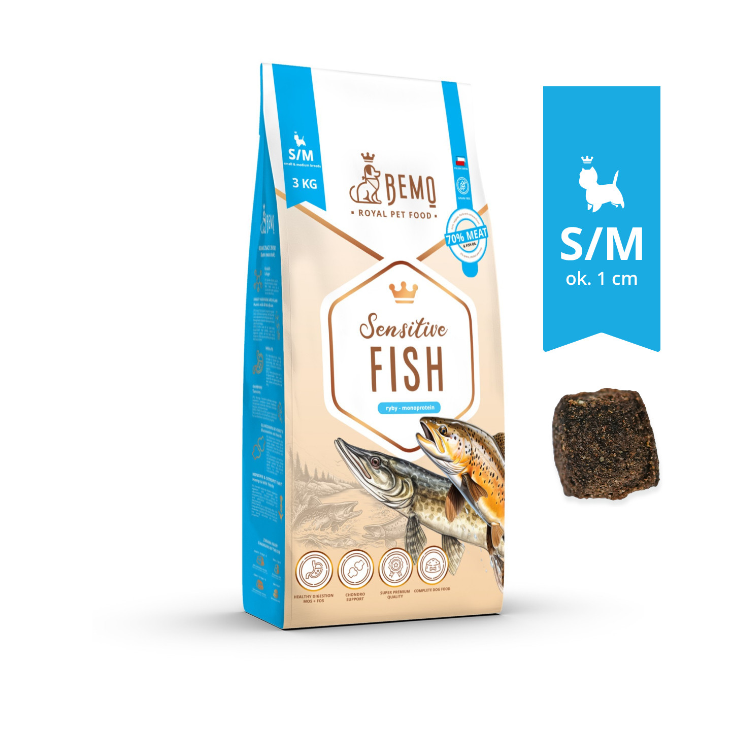 BEMO Sensitive Fish Small/Medium Mono - suché krmivo pro psy - 3kg - foto 1