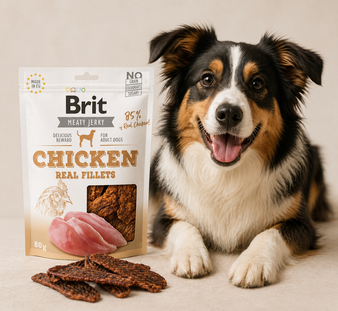 BRIT Jerky Snack Chicken - pamlsek pro psa - 80g - foto 3