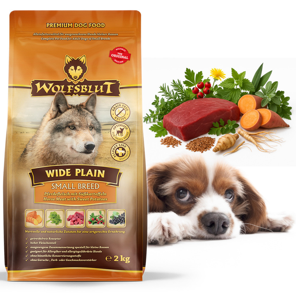 WOLFSBLUT Wide Plain Small breeds Horse with sweet potatoes - suché krmivo pro psy - 4x2kg - foto 5